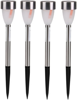 Sunnydays Tuinlampen / prikspot Solar Lumora - 4x - zilver - RVS - waterbestendig - 36 cm