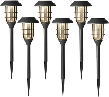 Sunnydays Tuinlampen / prikspot Solar Mood - 8x - zwart - kunststof - waterbestendig - 42 cm