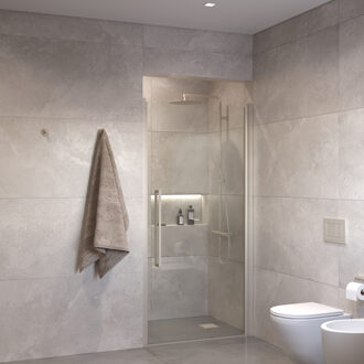 Suno Nisdeur draaideur 100 cm RVS Look Helder Glas 8 mm Nano