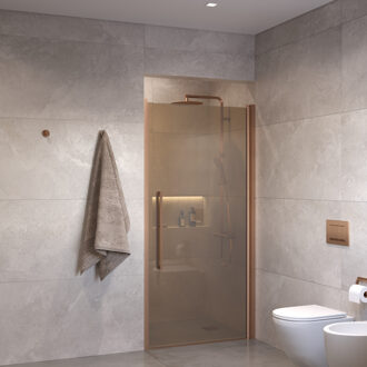 Suno Nisdeur draaideur 70 cm Geborsteld Brons Champagne Glas 8 mm Nano