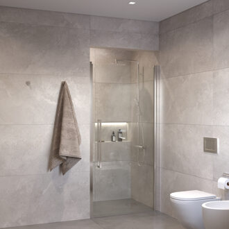 Suno Nisdeur draaideur 90 cm Chroom Helder Glas 8 mm Nano