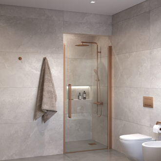 Suno Nisdeur draaideur 90 cm Geborsteld Brons Helder Glas 8 mm Nano