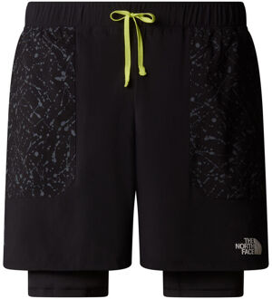 Sunriser 2in1 6in Hardloopshorts Heren-Zwart,Neongroen