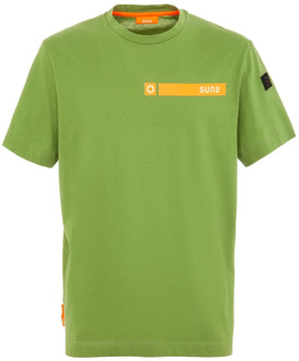 Suns Casual Katoenen T-shirt Suns , Green , Heren - 2Xl,Xl,M,S