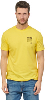 Suns Gele T-shirt met Logo Print Suns , Yellow , Heren - 2Xl,Xl,L,M,S