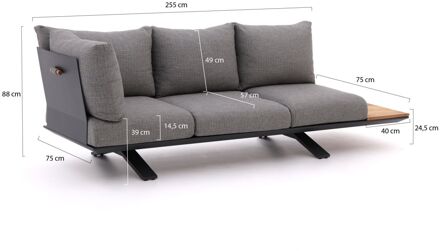 Suns Stockholm lounge tuinbank 3-zits hoekelement 255cm - Laagste prijsgarantie! Grijs