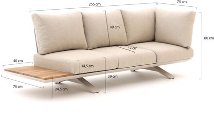 Suns Stockholm lounge tuinbank 3-zits hoekelement 255cm - Laagste prijsgarantie! Wit