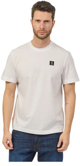 Suns Witte Katoenen T-shirt met Logopatch Suns , White , Heren - 2Xl,Xl,L,M,S