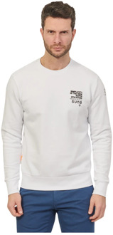 Suns Witte Sweater met Logo Print Suns , White , Heren - 2Xl,Xl,L