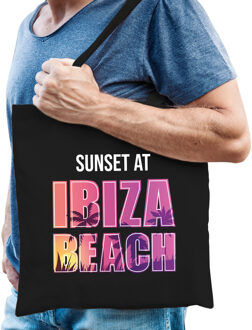 Sunset at Ibiza Beach tasje zwart voor heren - Feest Boodschappentassen