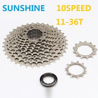 SUNSHINE 10 Speed MTB Mountainbike Cassette Vrijloop 11-36T Sliver Fiets Achter Hub Vliegwiel Chainwheel Compatibel Shi -mano