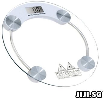 Sunshine Basic Ronde Weegschaal (Doorschijnend Lcd)/Bmi/Calorieën Lichaamsvet Gehard Glas/Weegschaal