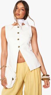 Sunshine Gold Trim Getailleerd Tank, White - 38