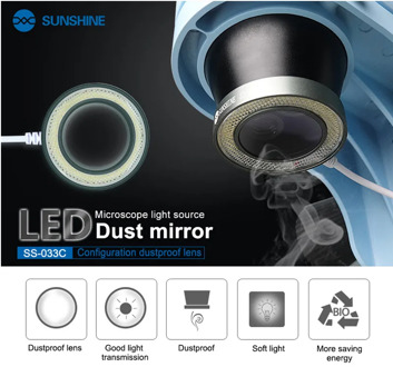 Sunshine SS-033C LED Dust mirror Microscope Light Source Integrated Ring Lamp 36 LED White Light Configuration dustproof lens