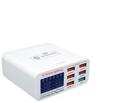 Sunshine SS-304Q Usb Charger 6-Poort Voor Mobiele Telefoon Tablet Ipad Snel Opladen Ondersteuning Qc 3.0 Sterke Compatibiliteit Lader SS-304D
