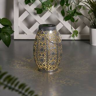 Sunshine Temptation LED lantaarn op zonne-energie 23 cm zilver