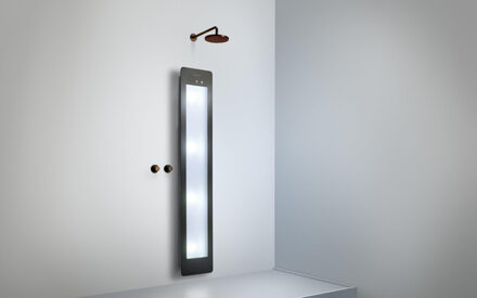 Sunshower Round Plus L infrarood + UV licht opbouw incl. Wandbeugel 185x33x12cm full body Black L0600-L0102-SML0700 Black (Zwart)