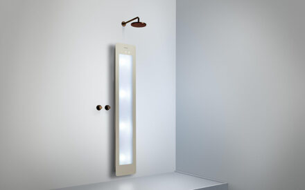 Sunshower Round Plus L infrarood + UV licht opbouw incl. Wandbeugel 185x33x12cm full body Sand White L0600-L0106-SML0700