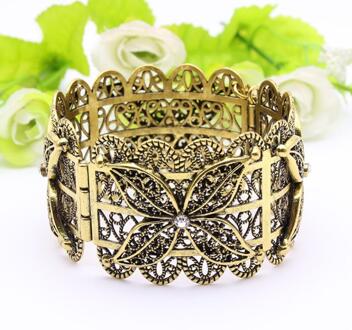 Sunspicems Vintage Turkse Bloem Bangle Armlet Manchet Armband Voor Vrouwen Antiek Goud Kleur Marokko Etnische Bruiloft Sieraden