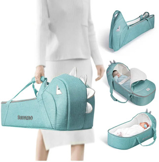 Sunveno Portable Baby Carrycot Bassinet Baby Travel Bed Crib Infant Transporter Basket Newborn Clamshell Bed for Baby 0-12Months