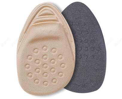 Sunvo Vrouwen Anti Slip Voorvoet Inlegzolen Voor Hoge Hakken Schoenen Maat Reducer Voet Teen Pad Schoen Filler Inserts Pain Relief kussen dames Beige Pointed