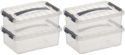 SunWare 12x sunware q-line opberg box/opbergdoos - 4 liter - 30 x 20 x 10 cm - kunststof - transparant