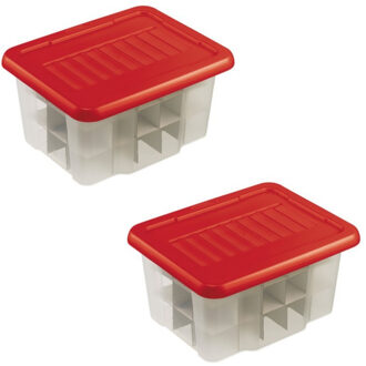 SunWare 2x Kerstballen/kerstversiering opruimen opbergboxen 45 kerstballen rood