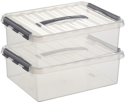 SunWare 2x Kunststof stapelbare opbergbak 10 liter 40 x 30 x 11 cm - Opbergbox Transparant