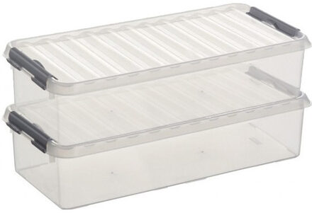 SunWare 2x Kunststof stapelbare opbergbak 6,5 liter 48,5 x 19 x 10,5 cm - Opbergbox Transparant