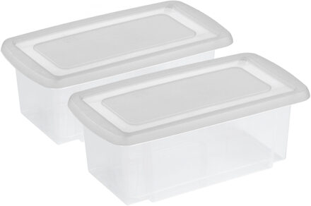 SunWare 2x opslagbox kunststof 7 liter transparant 38 x 21 x 14 cm met deksel