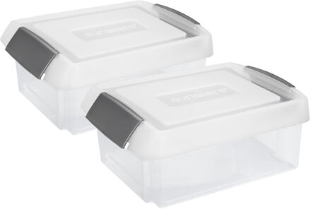 SunWare 2x opslagboxen kunststof 17 liter transparant 45 x 36 x 14 cm met hoge deksel