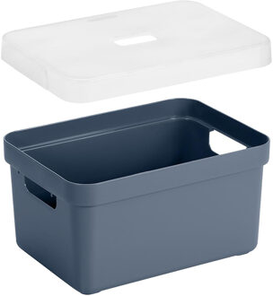 SunWare 2x stuks opbergboxen/opbergmanden blauw van 5 liter kunststof met transparante deksel - Opbergbox