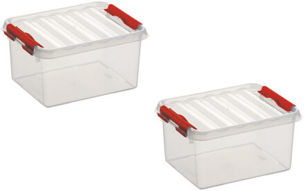 SunWare 2x stuks sunware q-line opberg box/opbergdoos - 2 liter - 20 x 15 x 10 cm - kunststof - transparant