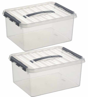SunWare 2x sunware q-line opberg box/opbergdoos - 15 liter - 40 x 30 x 18 cm - kunststof - transparant