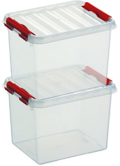 SunWare 2x sunware q-line opberg box/opbergdoos - 3 liter - 20 x 15 x 14 cm - kunststof - transparant
