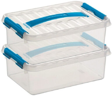 SunWare 2x sunware q-line opberg box/opbergdoos - 4 liter - 30 x 20 x 10 cm - kunststof - transparant