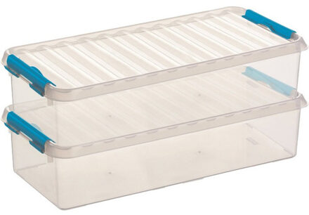 SunWare 2x sunware q-line opberg box/opbergdoos - 6.5 liter - 48 x 19 x 10 cm - kunststof - transparant
