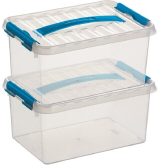 SunWare 2x sunware q-line opberg box/opbergdoos - 6 liter - 30 x 20 x 14 cm - kunststof - transparant