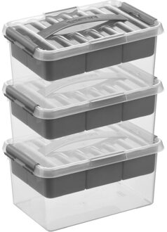 SunWare 3x Opberg boxen/opbergdozen tray 6 liter 30 x 20 x 14 cm