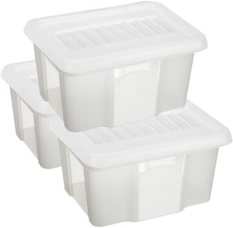 SunWare 3x opslagbox kunststof 24 liter transparant 42 x 33 x 22 cm met deksel