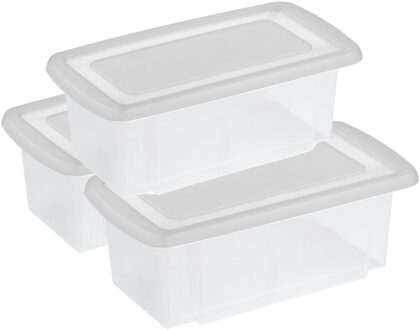 SunWare 3x opslagbox kunststof 7 liter transparant 38 x 21 x 14 cm met deksel