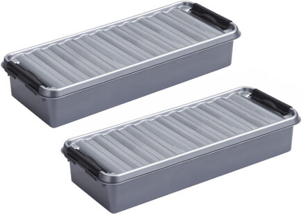 SunWare 3x stuks sunware q-line opberg box/opbergdoos - 2.5 liter - 38 x 14 x 6 cm - kunststof - grijs