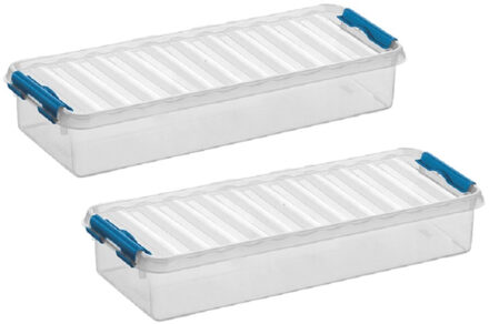 SunWare 3x stuks sunware q-line opberg box/opbergdoos - 2.5 liter - 38 x 14 x 6 cm - kunststof - transparant