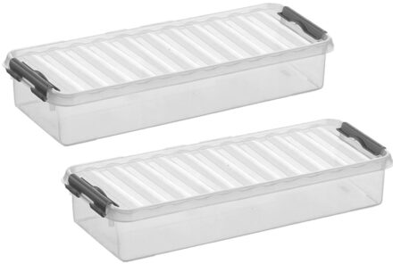 SunWare 3x stuks sunware q-line opberg box/opbergdoos - 2.5 liter - 38 x 14 x 6 cm - kunststof - transparant