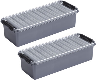 SunWare 3x stuks sunware q-line opberg box/opbergdoos - 3.5 liter - 38 x 14 x 9 cm - kunststof - grijs