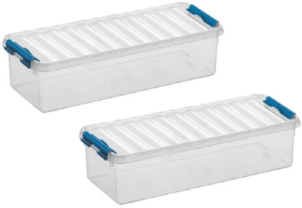 SunWare 3x stuks sunware q-line opberg box/opbergdoos - 3.5 liter - 38 x 14 x 9 cm - kunststof - transparant