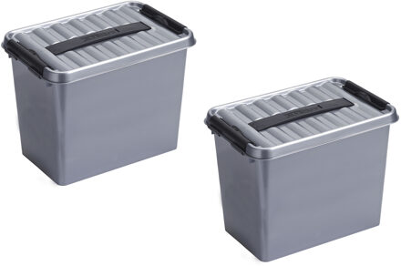 SunWare 3x stuks sunware q-line opberg box/opbergdoos - 9 liter - 30 x 20 x 22 cm - kunststof - grijs