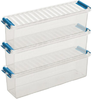 SunWare 3x sunware q-line opberg box/opbergdoos - 1.3 liter - 27 x 8 x 9 cm - kunststof - transparant