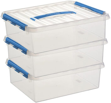SunWare 3x sunware q-line opberg box/opbergdoos - 12 liter - 40 x 30 x 14 cm - kunststof - transparant