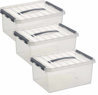 SunWare 3x sunware q-line opberg box/opbergdoos - 15 liter - 40 x 30 x 18 cm - kunststof - transparant